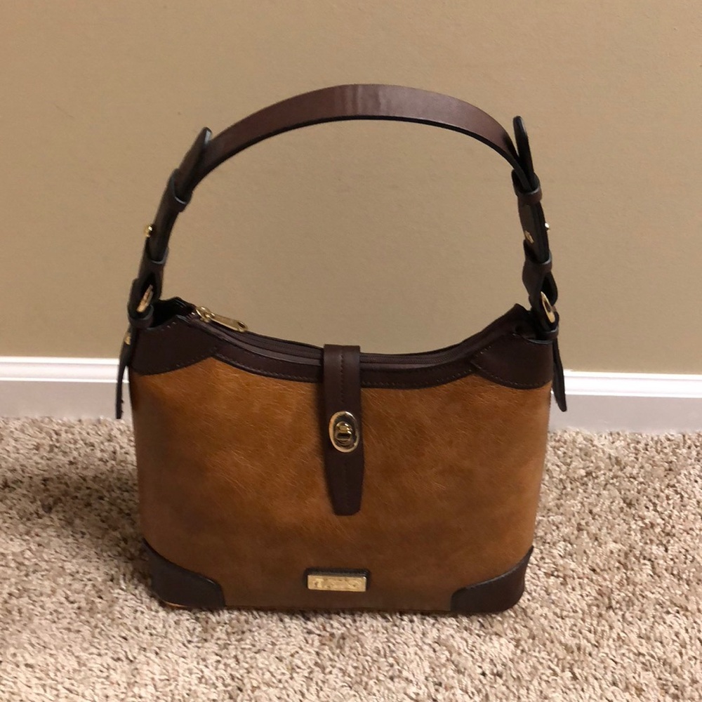 NWOT Diophy PU leather front turn lock hobo purse